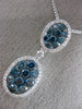 ESTATE LARGE 2.03CT WHITE & BLUE DIAMOND 14KT WHITE GOLD OVAL TEAR DROP PENDANT