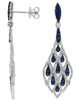 1.80CT DIAMOND & AAA SAPPHIRE 14KT WHITE GOLD 3D TEAR DROP CHANDELIER EARRINGS