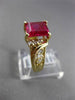 ANTIQUE 2.60CT DIAMOND & RUBELLITE 14KT YELLOW GOLD 3D FILIGREE FUN RING #23930