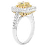 ESTATE 1.72CT WHITE & FANCY YELLOW DIAMOND 18KT 2 TONE GOLD HALO ENGAGEMENT RING