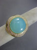 ESTATE EXTRA LARGE 13.20CT DIAMOND & AAA BLUE AGATE 18KT YELLOW GOLD FLOWER RING