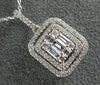 ESTATE .42CT ROUND & BAGUETTE DIAMOND 14KT WHITE GOLD 3D SQUARE CLUSTER PENDANT