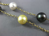 ESTATE LARGE & LONG AAA MULTI COLOR PEARLS 14KT YELLOW GOLD 3D FILIGREE NECKLACE