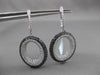 ESTATE LARGE 4.16CTW BLACK & WHITE DIAMOND 18KT WHITE GOLD OVAL HANGING EARRINGS