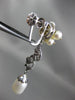ANTIQUE LARGE .25CT DIAMOND & AAA SOUTH SEA PEARL 18KT WHITE GOLD LEAF EARRINGS