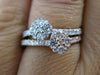 ESTATE .84CT DIAMOND 18KT WHITE & ROSE GOLD 3D DOUBLE FLOWER CLUSTER FUN RING