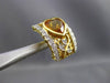 ESTATE LARGE 4.40CT DIAMOND & CITRINE 14K TWO TONE GOLD HEART CLIP ON EARRINGS