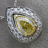 ESTATE GIA 1.51CT DIAMOND & FANCY YELLOW 18K 2 TONE GOLD HALO PEAR SHAPE PENDANT