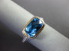 ESTATE 2.35CT DIAMOND & AAA BLUE TOPAZ 14KT 2 TONE GOLD SEMI ETERNITY BEZEL RING