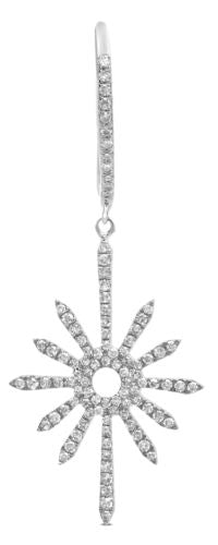 ESTATE .46CT DIAMOND 14KT WHITE GOLD 3D SUNBURST SNOWFLAKE DROP HANGING EARRINGS