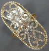 ESTATE LARGE .90CT DIAMOND 18K ROSE GOLD 3D OPEN FILIGREE DOUBLE HEART OVAL RING
