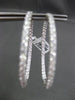 ESTATE LARGE 3.96CT DIAMOND 18K WHITE GOLD 3D CLASSIC DOUBLE SIDED HOOP EARRINGS