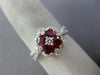 ESTATE 1.50CT DIAMOND & AAA RUBY 18KT WHITE GOLD FLOWER HALO SQUARE PROMISE RING