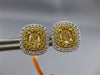 ESTATE 1.47CT WHITE & FANCY YELLOW DIAMOND 18K 2 TONE GOLD CLASSIC STUD EARRINGS