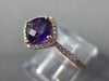 ESTATE 1.02CT DIAMOND & AAA AMETHYST 14KT ROSE GOLD 3D CUSHION FUN LOVE RING