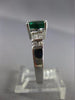 ESTATE WIDE 1.67CT DIAMOND & EMERALD 14KT WHITE GOLD 3D ENGAGEMENT RING #17814