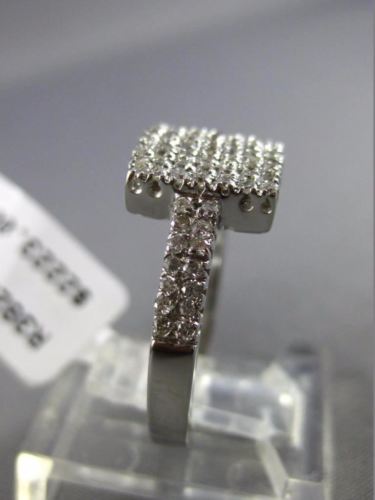 ESTATE .52CT ROUND DIAMOND 14KT WHITE GOLD 3D SQUARE PAVE CLASSIC MILGRAIN RING