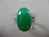 ANTIQUE LARGE .15CT DIAMOND & CHALCEDONY 14K WHITE GOLD OVAL FILIGREE RING 23031