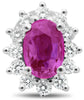 ESTATE 1.65CT DIAMOND & AAA PINK SAPPHIRE 18K WHITE GOLD OVAL HALO STUD EARRINGS