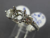 ESTATE .95CT DIAMOND 14KT WHITE GOLD CLASSIC 3 STONE SEMI MOUNT ENGAGEMENT RING