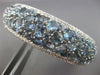 WIDE 20.44CT DIAMOND & AAA AQUAMARINE 18K WHITE GOLD 3D MULTI ROW CLUSTER BANGLE