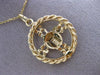 ESTATE LARGE 14KT YELLOW GOLD FLOWER CIRCLE OF LIFE CHAI FLOATING PENDANT #24793