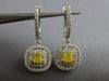 ESTATE 1.31CT WHITE & FANCY YELLOW DIAMOND 18KT 2 TONE GOLD 3D HANGING EARRINGS
