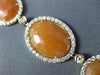 ESTATE WIDE 3.50CT DIAMOND & ORANGE ARAGONITE 14K YELLOW GOLD OVAL HALO BRACELET