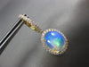 ESTATE 7.86CT DIAMOND & AAA OPAL 14K YELLOW GOLD HALO FILIGREE HANGING EARRINGS