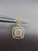ESTATE .62CT ROUND DIAMOND 14K YELLOW GOLD SQUARE HALO FLOATING HANGING EARRINGS