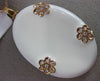 ESTATE LARGE .45CT DIAMOND & AAA WHITE ENAMEL 14KT ROSE GOLD FLOWER LOVE PENDANT