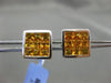 ESTATE LARGE 3.43CT AAA YELLOW SAPPHIRE 18KT WHITE GOLD SQUARE STUD EARRINGS