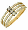 .58CT WHITE & CHOCOLATE FANCY DIAMOND 14KT YELLOW GOLD 3D 3 ROW ANNIVERSARY RING