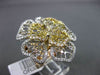 ANTIQUE LARGE 2.43CT DIAMOND 18KT TRI COLOR GOLD 3 DIMENSIONAL FLOWER  RING