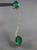 ESTATE LARGE 3.48CT DIAMOND & AAA EMERALD 14KT YELLOW GOLD 3D INFINITY EARRINGS