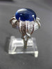 ANTIQUE PLATINUM 14.0CT DIAMOND & CABOCHON SAPPHIRE FILIGREE ENGAGEMENT RING E/F