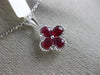ESTATE .74CT DIAMOND & AAA RUBY 18KT WHITE GOLD 3D 4 LEAF CLOVER FLOWER PENDANT