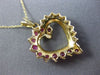 ESTATE 1.65CT DIAMOND & RUBY 14KT TWO TONE GOLD OPEN HEART LOVE FLOATING PENDANT