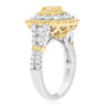 ESTATE LARGE 2.32CT WHITE & FANCY YELLOW DIAMOND 18KT GOLD HALO ENGAGEMENT RING