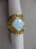 ANTIQUE 5.40CT SAPPHIRE & BLUE AGATE 18KT BLACK & YELLOW GOLD 3D FILIGREE RING