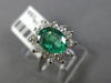 ESTATE 2.10CT DIAMOND & EMERALD 14K WHITE GOLD OVAL HALO CLASSIC ENGAGEMENT RING