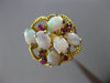 ANTIQUE LARGE .18CT AAA AUSTRALIAN OPAL & RUBY 14KT YELLOW GOLD 3D FLOWER RING