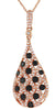 ESTATE 1.08CT WHITE & BLACK DIAMOND 14KT ROSE GOLD TEAR DROP ETOILE FUN PENDANT
