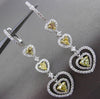 ESTATE LARGE 1.86CT WHITE & YELLOW DIAMOND 18KT 2 TONE GOLD HEART DROP EARRINGS