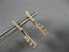ESTATE .31CT DIAMOND 14KT ROSE GOLD 3D ROUND & BAGUETTE BAR FUN STUD EARRINGS
