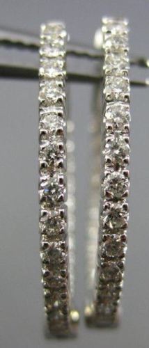 ESTATE .49CT DIAMOND 18KT WHITE GOLD 3D CLASSIC ROUND INSIDE OUT HUGGIE EARRINGS