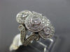 ESTATE LARGE .75CT DIAMOND 14KT WHITE GOLD 3D THREE STONE MILGRAIN FILIGREE RING