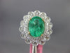 ESTATE LARGE 3.01CT DIAMOND & AAA EMERALD 18KT TWO TONE GOLD 3D FLOWER LOVE RING