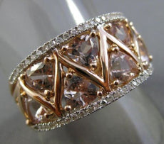 ESTATE WIDE .22CT DIAMOND & TRILLION PINK ICE 14KT WHITE & ROSE GOLD 3D FUN RING