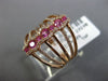 ESTATE WIDE .67CT DIAMOND & AAA PINK SAPPHIRE 14KT ROSE GOLD MULTI ROW WAVE RING